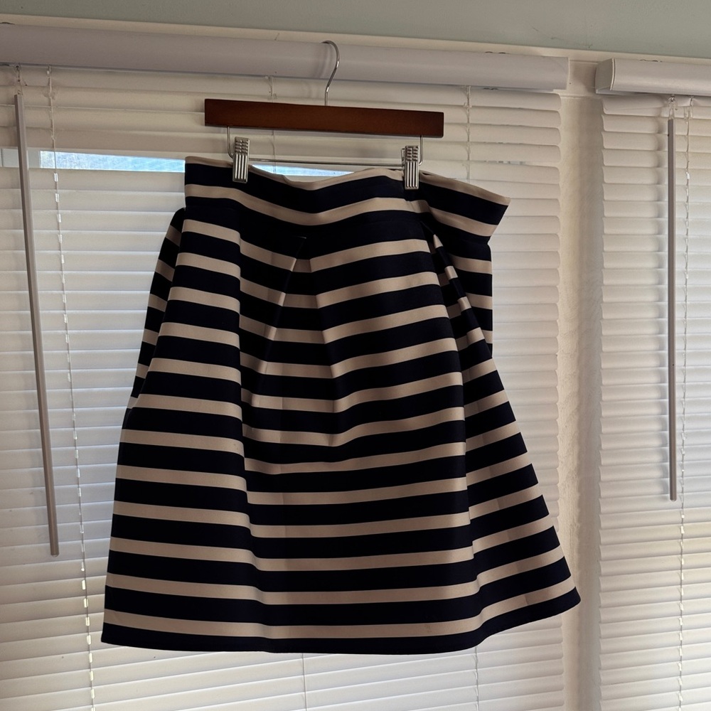 Chicwish Navy and White Striped A-Line Skirt